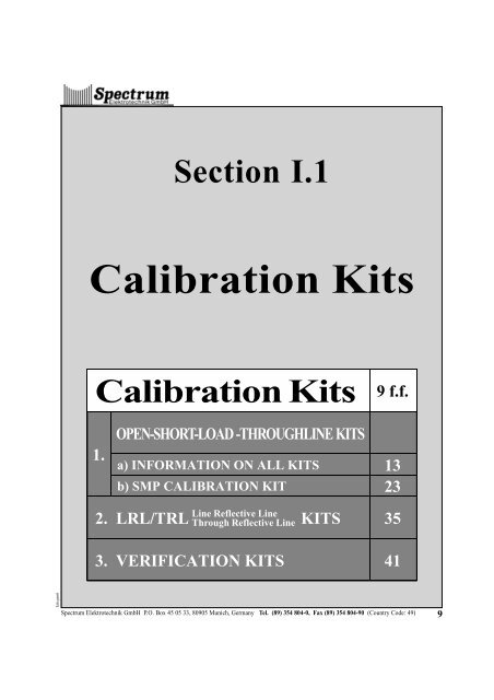 SMP Calibration Kits - Spectrum Elektrotechnik GmbH