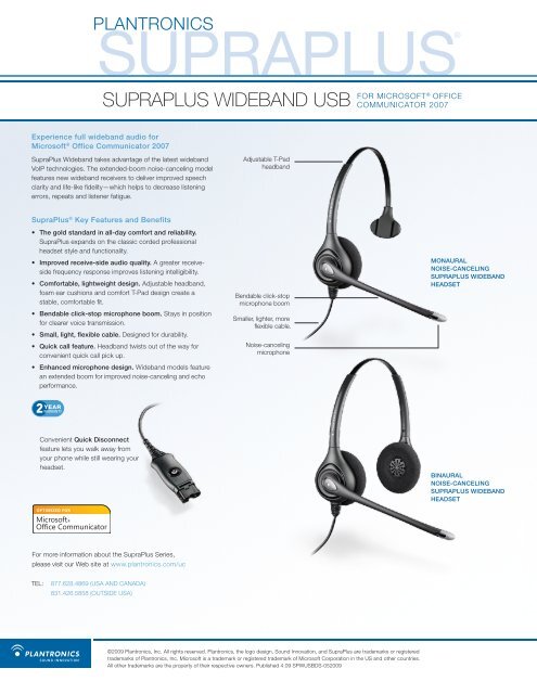 HW251N-USB datasheet - Headset Plus.com