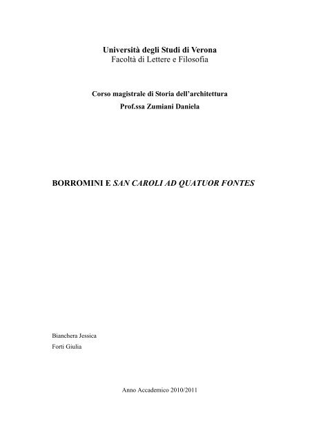 BORROMINI E SAN CARLO ALLE QUATTRO ... - BaroccaRoma