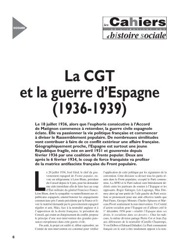 La CGT et la guerre d'Espagne (1936-1939) - Institut d'Histoire ...