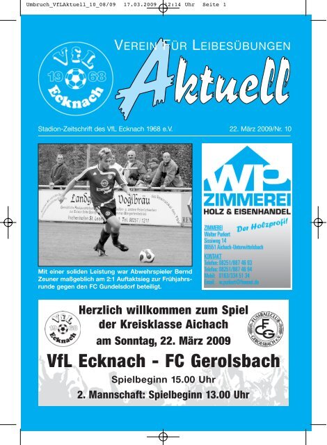 86551 Aichach Telefon 0 82 51/ 10 80 · Fax 0 82 51 - VfL Ecknach