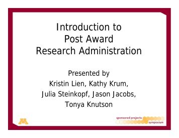 Post-Award 101 - Sponsored Projects Administration - University of ...