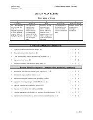 LESSON PLAN RUBRIC I. Objectives/Outcomes/Standards II ...