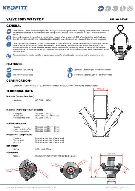 valve body w9 type p general features certification ... - Keofitt