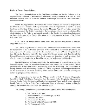 manual for the office of the deputy commissioner ... - District Amritsar