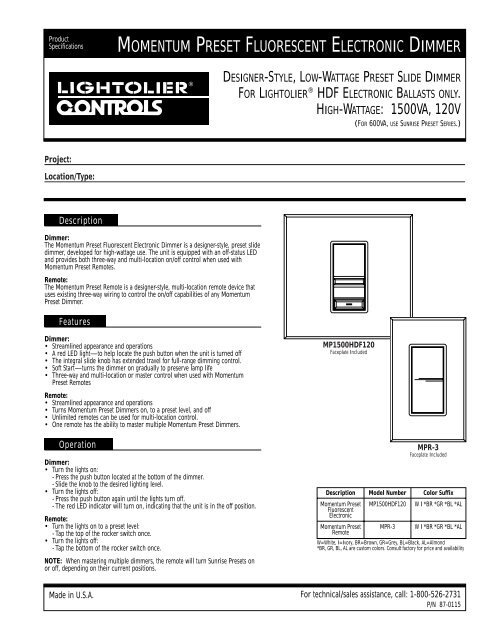 MOMENTUM PRESET FLUORESCENT ELECTRONIC DIMMER