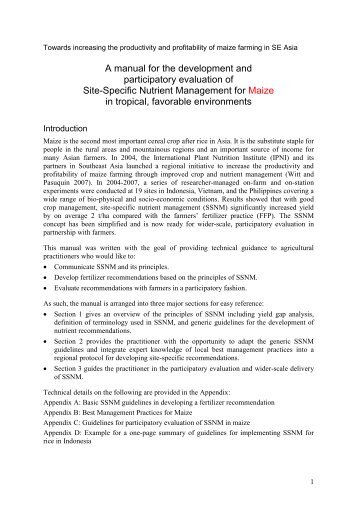 SSNM Manual for Maize - IPNI - Southeast Asia - International Plant ...