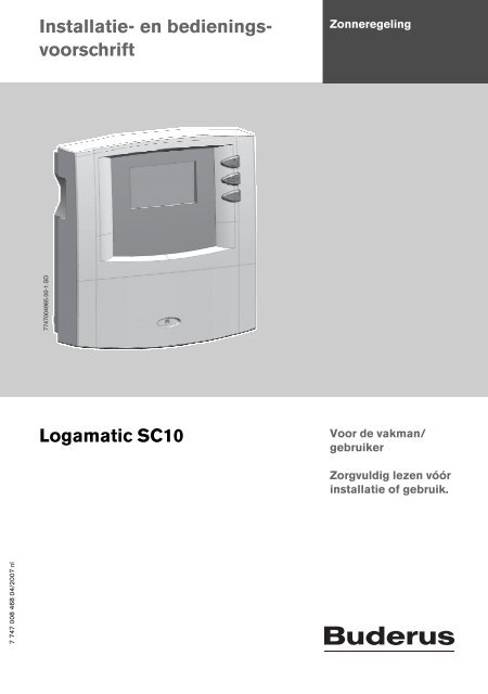 Installatie- en bedienings- voorschrift Logamatic SC10