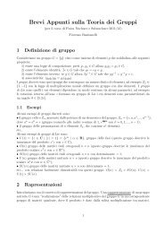 Brevi Appunti sulla Teoria dei Gruppi - Gruppo IV