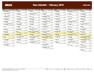 Starz Schedule - February, 2010