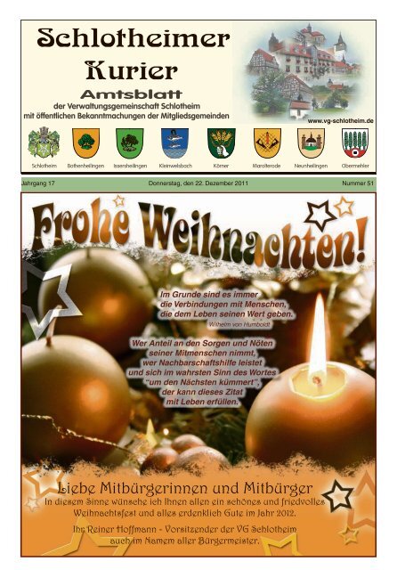 Amtsblatt Verwaltungsgemeinschaft Schlotheim