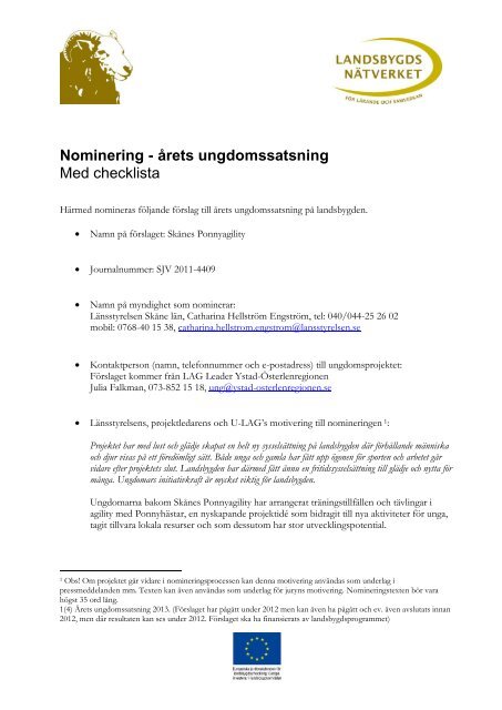 Nominering - Ãrets Ungdomssatsning