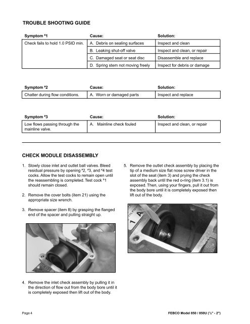 DOUBLE CHECK ASSEMBLIES MODELS 850 ... - Backflow Supply