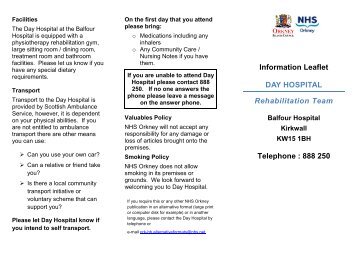 Information Leaflet DAY HOSPITAL Rehabilitation ... - NHS Orkney