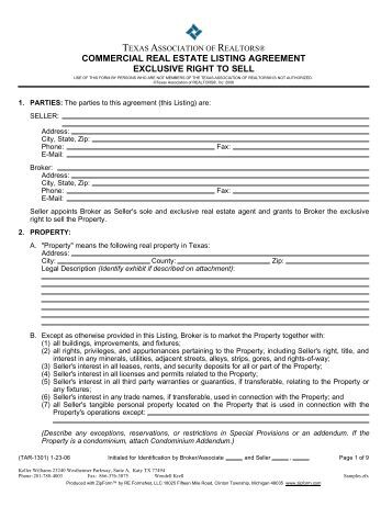Real Estate Exclusive Listing Agreement Seller S Listing Agreement Exclusive Right To Sell 10 Exclusive Right To Sell Agreement Template