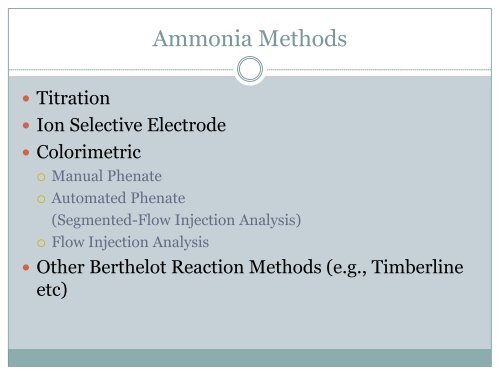 Ammonia and Total Kjeldahl Nitrogen