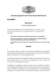 Verwaltungsgericht der Freien Hansestadt Bremen Beschluss