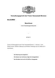 Verwaltungsgericht der Freien Hansestadt Bremen Beschluss