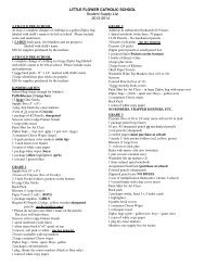 LITTLE FLOWER CATHOLIC SCHOOL Student Supply List 2013-2014