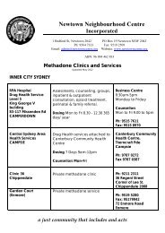 Methadone Clinics and Services - Newtown Neighbourhood Centre