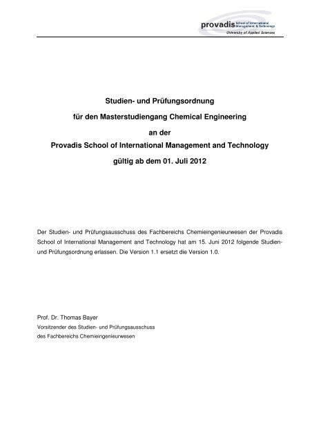 Studien- und PrÃ¼fungsordnung - Provadis School of International ...