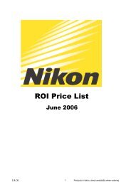 ROI Price List - Nikon UK