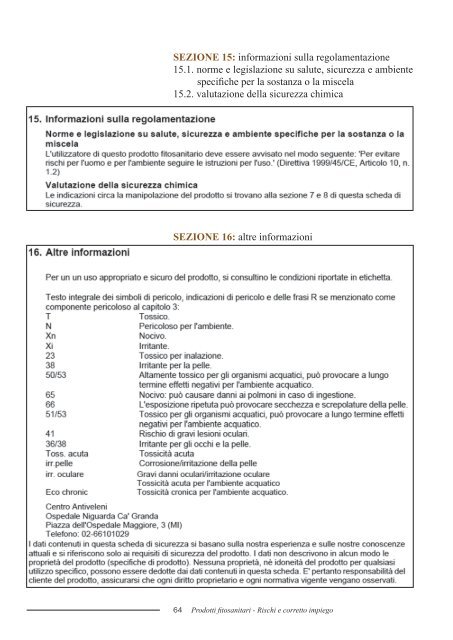 Manuale dei Prodotti Fitosanitari - Rischi e corretto impiego