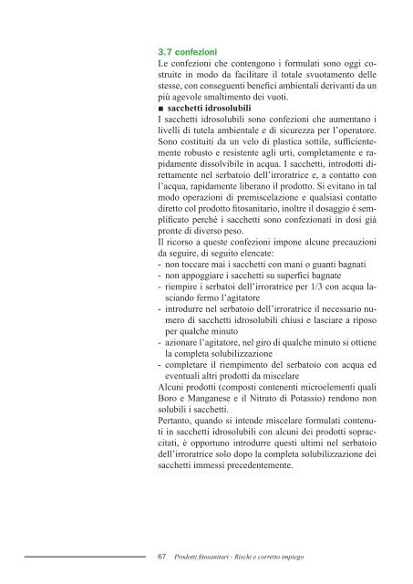 Manuale dei Prodotti Fitosanitari - Rischi e corretto impiego