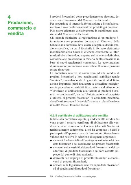 Manuale dei Prodotti Fitosanitari - Rischi e corretto impiego