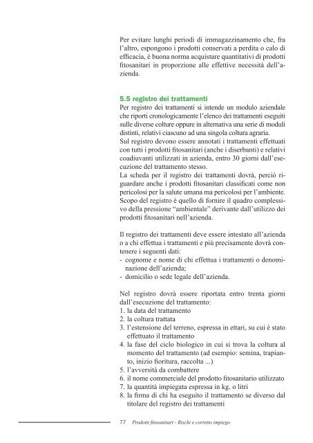 Manuale dei Prodotti Fitosanitari - Rischi e corretto impiego