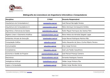 Bibliografia da Licenciatura em Engenharia InformÃ¡tica e ... - ISEL