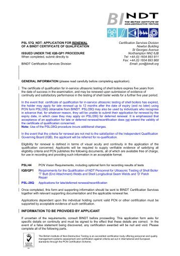 PSL 57Q_NDT: APPLICATION FOR RENEWAL Certification ... - BINDT