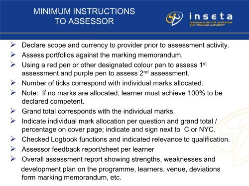 VERIFICATION REQUIREMENTS - Inseta