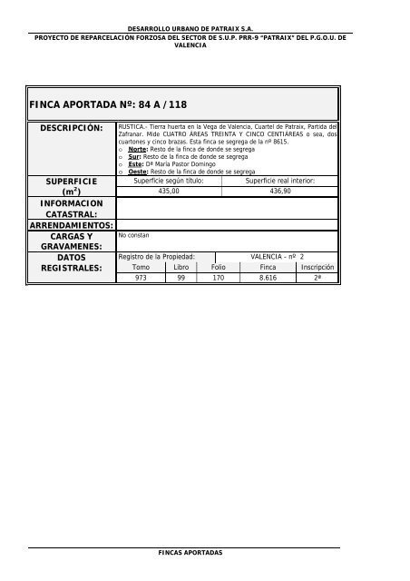 FINCAS APORTADAS POLIGONO 118