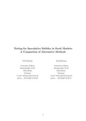 Testing for Speculative Bubbles in Stock Markets A ... - Econometrics