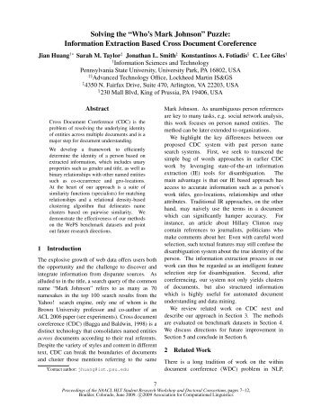 Solving the "Who's Mark Johnson Puzzle ... - Dr. C. Lee Giles