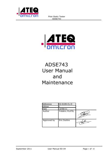 ADSE 743 operations manual - AvionTEq