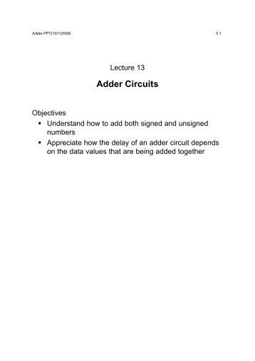 Adder Circuits