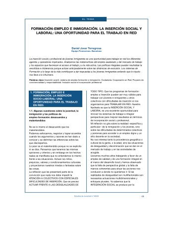3. Formación-Empleo e Inmigración. La inserción social y ... - Injuve
