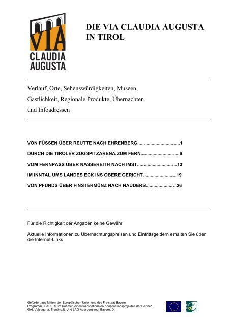 DIE VIA CLAUDIA AUGUSTA IN TIROL