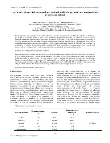 Uso de solventes orgÃ¡nicos como dispersantes de molienda para ...