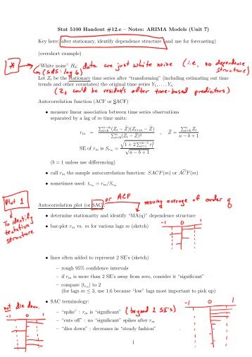 Stat 5100 Handout #12.e â Notes: ARIMA Models (Unit 7) Key here ...