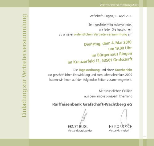 Kurzbericht 2009.pdf - Raiffeisenbank Grafschaft-Wachtberg eG