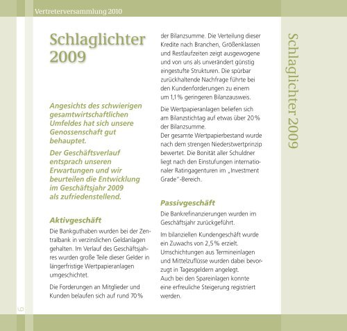 Kurzbericht 2009.pdf - Raiffeisenbank Grafschaft-Wachtberg eG