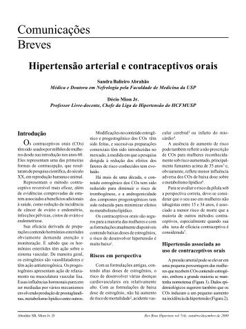 HipertensÃ£o arterial e contraceptivos orais - Departamentos ...