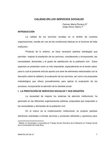 calidad en los servicios sociales - Universidad de Costa Rica