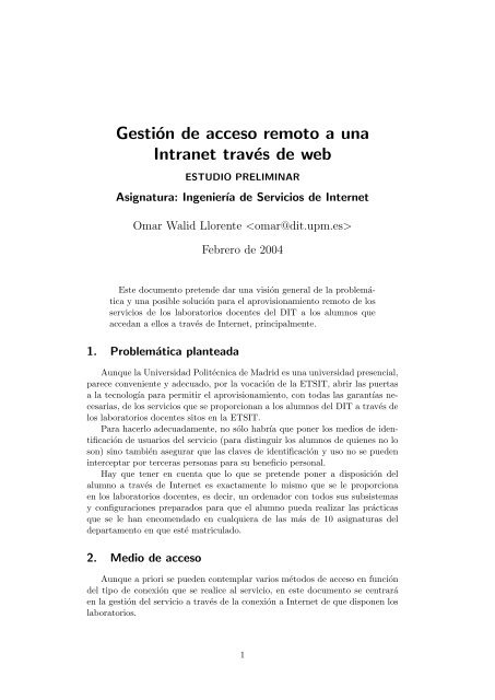 ArtÃ­culo: Acceso remoto a los laboratorios del DIT desde el exterior ...