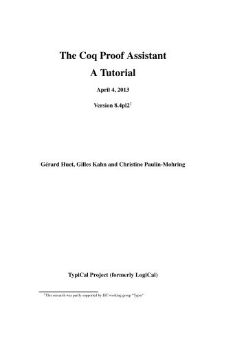 The Coq Proof Assistant A Tutorial - Inria