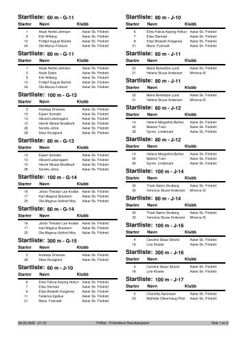 Startliste - Asker Skiklubb