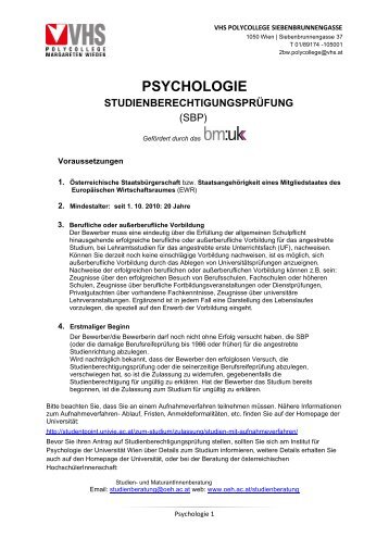psychologie studienberechtigungsprüfung